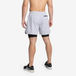 Shorts Con Malla Compresión 2 En 1 Hombre Premium 0.1 - XL - Gris Perla -Fitness Tienda shorts con malla compresion 2 en 1 hombre premium 01 xl gris perla 2