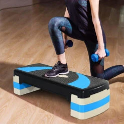 Step Fitness HOMCOM Negro Y Azul Con Altura Regulable 80x31x20 Cm -Fitness Tienda step fitness homcom negro y azul con altura regulable 80x31x20 cm 2