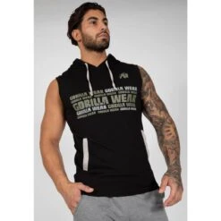 Sudadera Sin Mangas Con Capucha Poliéster Hombre GORILLA WEAR Melbourne Negro -Fitness Tienda sudadera sin mangas con capucha poliester hombre gorilla wear melbourne negro 3