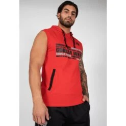 Sudadera Sin Mangas Con Capucha Poliéster Hombre GORILLA WEAR Melbourne Rojo -Fitness Tienda sudadera sin mangas con capucha poliester hombre gorilla wear melbourne rojo 3