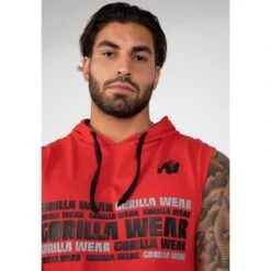 Sudadera Sin Mangas Con Capucha Poliéster Hombre GORILLA WEAR Melbourne Rojo -Fitness Tienda sudadera sin mangas con capucha poliester hombre gorilla wear melbourne rojo 4