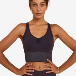Sujetador Top Largo De Yoga Dinámico Mujer Kimjaly Negro -Fitness Tienda sujetador top largo de yoga dinamico mujer kimjaly violeta
