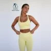 Top Deportivo Fitness Sostenible Poliéster Mujer Fitplanet Coral Amarillo -Fitness Tienda top deportivo fitness sostenible poliester mujer fitplanet coral amarillo