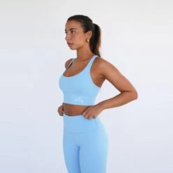 Top Deportivo Fitness Sostenible Poliéster Mujer Fitplanet Dolphin Azul Claro -Fitness Tienda top deportivo fitness sostenible poliester mujer fitplanet dolphin azul claro 2