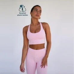 Top Deportivo Fitness Sostenible Poliéster Mujer Fitplanet Posidonia Rosa