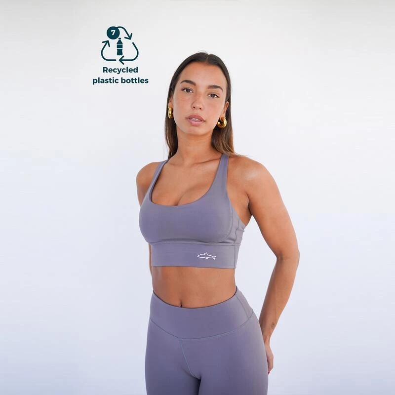 Top Deportivo Fitness Sostenible Poliéster Mujer Fitplanet Shark Gris 3 Top Deportivo Fitness Sostenible Poliéster Mujer Fitplanet Shark Gris